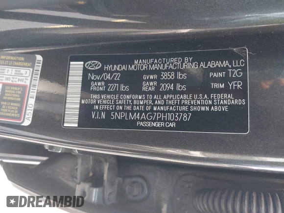 2023 Hyundai Elantra SEL с VIN 5NPLM4AG7PH103787, выставлен на аукционе IAAI как лот 42334991 с пробегом 46 647 миль миль и . История ставок и продаж доступна на DreamBid. Изображение 9.