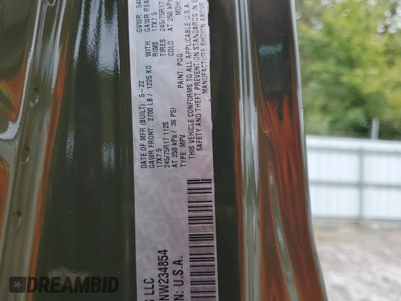 2022 Jeep Wrangler Unlimited Sport S z VIN 1C4HJXDG0NW234854, wystawiony jako Copart lot #73144634 z przebiegiem 39 401 mil mil oraz Szkoda całkowita • Salvage title. Historia ofert i sprzedaży dostępna na DreamBid. Obrazek 13.