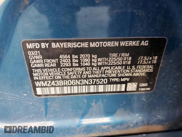 2022 MINI Countryman Cooper with VIN WMZ43BR06N3N37520, listed as a Copart auction lot 80974084 with 31,037 mi miles and Salvage title. Bid and sale history available at DreamBid. Image 12.