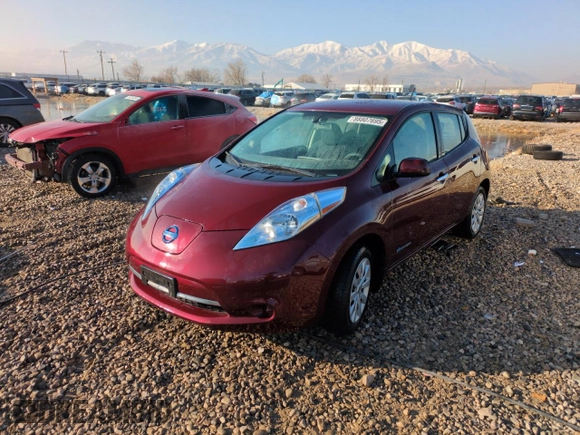2017 Nissan LEAF S with VIN 1N4BZ0CP3HC311154, listed as a Copart auction lot 88807695 with 57,525 mi miles and Salvage Title. Bid and sale history available at carsss.com. Image 1.