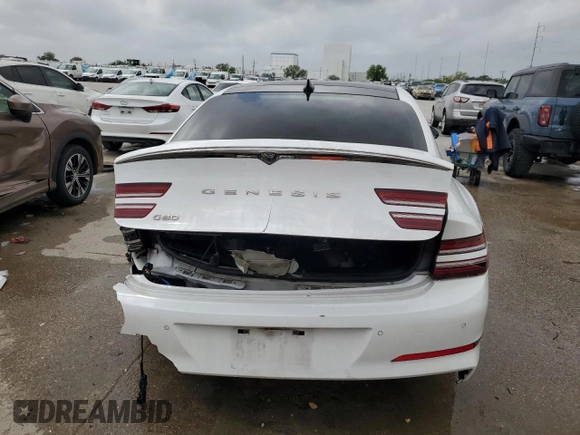 2021 Genesis G80 2.5T z VIN KMTGB4SC6MU067144, wystawiony jako Copart lot #51370875 z przebiegiem Nie podano mil oraz Szkoda całkowita • Salvage title. Historia ofert i sprzedaży dostępna na DreamBid. Obrazek 6.