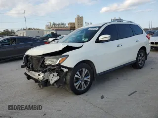 2017 Nissan Pathfinder SV z VIN 5N1DR2MN3HC910093, wystawiony jako Copart lot #43795465 z przebiegiem Nie podano mil oraz Szkoda całkowita • Salvage title. Historia ofert i sprzedaży dostępna na DreamBid. Obrazek 1.