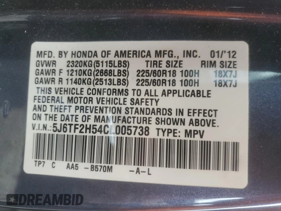 2012 Honda Crosstour EX-L z VIN 5J6TF2H54CL005738, wystawiony jako Copart lot #56639925 z przebiegiem 177 763 mil mil oraz Szkoda całkowita • Salvage title. Historia ofert i sprzedaży dostępna na DreamBid. Obrazek 13.