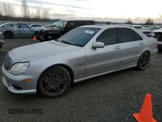 2003 Mercedes-Benz S 55 AMG with VIN WDBNG74J73A357542, listed as a Copart auction lot 87545475 with 76,588 mi miles and Salvage Title. Bid and sale history available at DreamBid. Image 1.