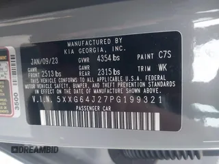 2023 Kia K5 GT-Line z VIN 5XXG64J27PG199321, wystawiony jako IAAI lot #42153677 z przebiegiem 28 798 mil mil oraz . Historia ofert i sprzedaży dostępna na DreamBid. Obrazek 9.