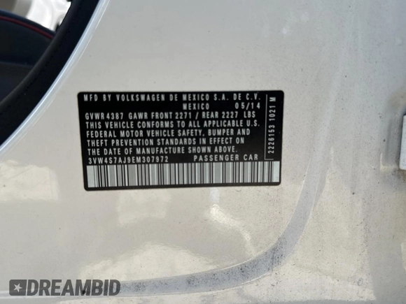 2014 Volkswagen Jetta GLI Edition 30 with VIN 3VW4S7AJ9EM307972, listed as a Copart auction lot 85949964 with 91,661 mi miles and Clean title. Bid and sale history available at DreamBid. Image 10.