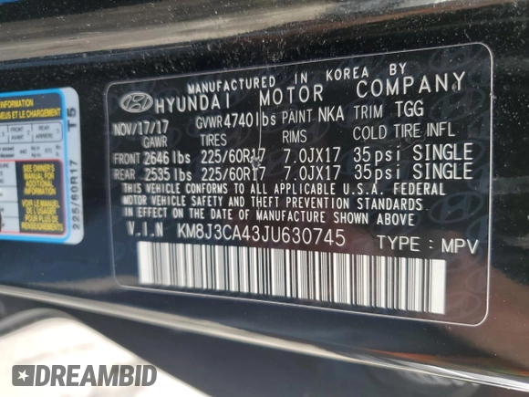 2018 Hyundai Tucson SEL with VIN KM8J3CA43JU630745, listed as a Copart auction lot 51953035 with 191,133 mi miles and Clean Title. Bid and sale history available at carsss.com. Image 13.