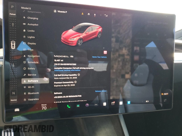 2024 Tesla Model S с VIN 5YJSA1E51RF537362, выставлен на аукционе Copart как лот 46931465 с пробегом 19 467 миль миль и Списание • Salvage title. История ставок и продаж доступна на DreamBid. Изображение 9.
