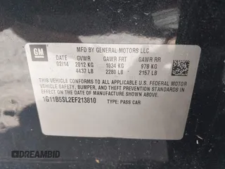 2014 Chevrolet Malibu LS with VIN 1G11B5SL2EF213810, listed as a IAAI auction lot 42236093 with 188,159 mi miles and . Bid and sale history available at DreamBid. Image 9.