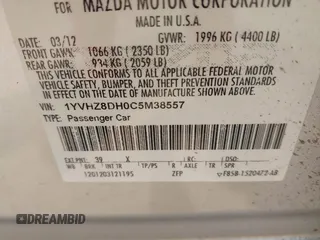 2012 Mazda 6 i Touring с VIN 1YVHZ8DH0C5M38557, выставлен на аукционе IAAI как лот 42273518 с пробегом 229 368 миль миль и . История ставок и продаж доступна на DreamBid. Изображение 9.