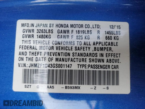 2016 Honda CR-Z LX with VIN JHMZF1D43GS001147, listed as a Copart auction lot 82914064 with Not Provided miles and Clean Title. Bid and sale history available at carsss.com. Image 12.