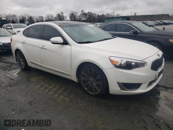 2014 Kia Cadenza Premium with VIN KNALN4D76E5148948, listed as a Copart auction lot 84216514 with 164,612 mi miles and Salvage Title. Bid and sale history available at carsss.com. Image 4.