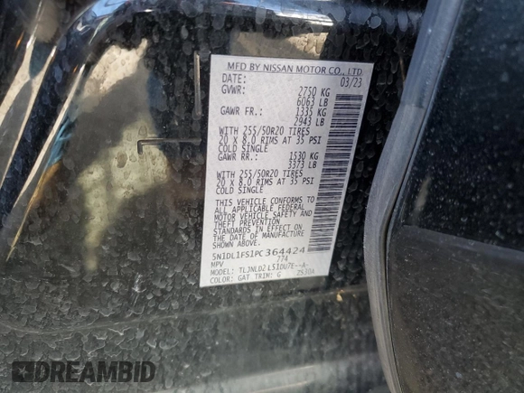 2023 Infiniti QX60 Luxe z VIN 5N1DL1FS1PC364424, wystawiony jako Copart lot #49668195 z przebiegiem 37 364 mil mil oraz Szkoda całkowita • Salvage title. Historia ofert i sprzedaży dostępna na DreamBid. Obrazek 15.