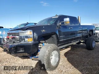 2015 Chevrolet Silverado 3500HD LTZ with VIN 1GC4K0E83FF591845, listed as a Copart auction lot 81810164 with 50,608 mi miles and Salvage Title. Bid and sale history available at carsss.com. Image 1.