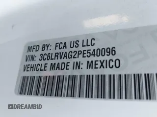 2023 Ram ProMaster Cargo with VIN 3C6LRVAG2PE540096, listed as a IAAI auction lot 41654729 with 17,568 mi miles and . Bid and sale history available at DreamBid. Image 9.
