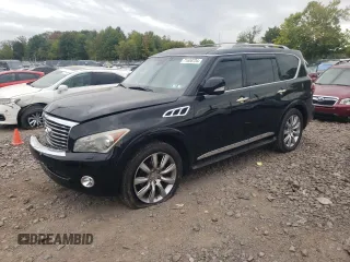 2012 Infiniti QX56 8-passenger with VIN JN8AZ2NC1C9315502, listed as a Copart auction lot 71638734 with 146,518 mi miles and Salvage Title. Bid and sale history available at carsss.com. Image 1.