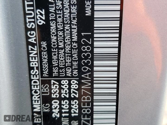 2021 Mercedes-Benz E 350 z VIN W1KZF8EB7MA933821, wystawiony jako Copart lot #50354235 z przebiegiem 32 299 mil mil oraz Nie do naprawy • Non repairable. Historia ofert i sprzedaży dostępna na DreamBid. Obrazek 12.