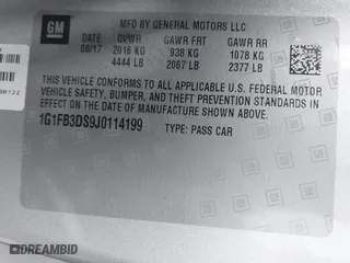 2018 Chevrolet Camaro 1LT with VIN 1G1FB3DS9J0114199, listed as a IAAI auction lot 41535292 with 62,198 mi miles. Bid and sale history available at carsss.com. Image 9.