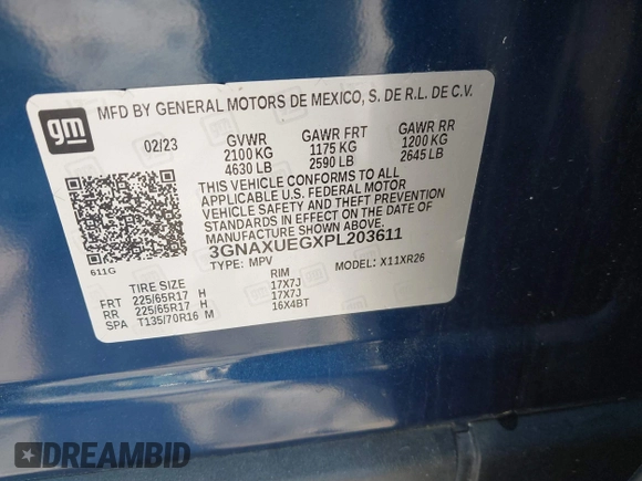 2023 Chevrolet Equinox LT z VIN 3GNAXUEGXPL203611, wystawiony jako IAAI lot #41894697 z przebiegiem 51 359 mil mil oraz . Historia ofert i sprzedaży dostępna na DreamBid. Obrazek 9.