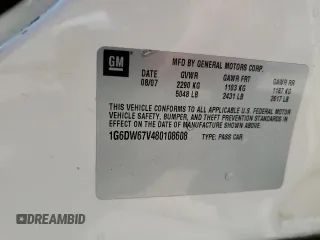 2008 Cadillac STS RWD w/1SB with VIN 1G6DW67V480108608, listed as a Copart auction lot 48494684 with Not Provided miles and Salvage Title. Bid and sale history available at carsss.com. Image 13.