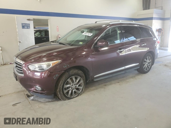 2014 Infiniti QX60 with VIN 5N1AL0MM2EC529623, listed as a Copart auction lot 49823425 with 81,327 mi miles and Salvage Title. Bid and sale history available at DreamBid. Image 1.