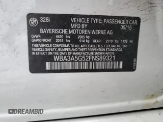 2015 BMW 3 Series 328i с VIN WBA3A5G52FNS89321, выставлен на аукционе Copart как лот 59437105 с пробегом 98 434 миль миль и Списание • Salvage title. История ставок и продаж доступна на DreamBid. Изображение 12.