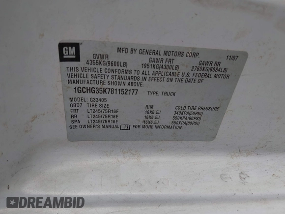 2008 Chevrolet City Express Cargo z VIN 1GCHG35K781152177, wystawiony jako IAAI lot #41070619 z przebiegiem Nie podano mil oraz . Historia ofert i sprzedaży dostępna na DreamBid. Obrazek 9.