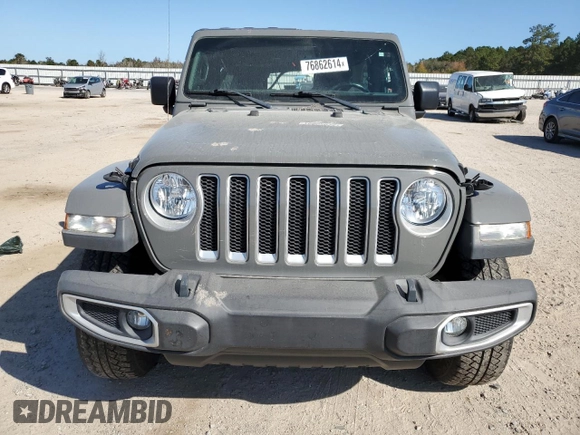 2021 Jeep Wrangler Unlimited Sahara High Altitude with VIN 1C4HJXEN0MW506203, listed as a Copart auction lot 76862614 with 44,558 mi miles and Salvage title. Bid and sale history available at DreamBid. Image 5.