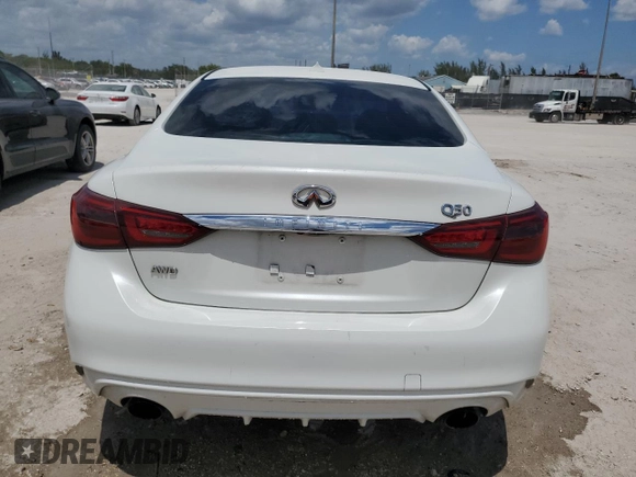 2018 Infiniti Q50 3.0t LUXE with VIN JN1EV7AR1JM444854, listed as a Copart auction lot 52797955 with 101,852 mi miles and Salvage Title. Bid and sale history available at carsss.com. Image 6.