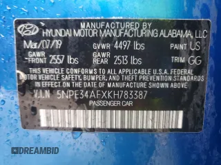 2019 Hyundai Sonata SEL with VIN 5NPE34AFXKH783387, listed as a Copart auction lot 47811045 with 132,069 mi miles and Salvage Title. Bid and sale history available at DreamBid. Image 14.