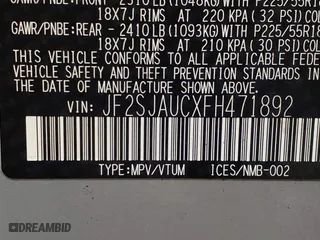 2015 Subaru Forester 2.5i Touring with VIN JF2SJAUCXFH471892, listed as a IAAI auction lot 41314722 with 94,717 mi miles. Bid and sale history available at carsss.com. Image 9.