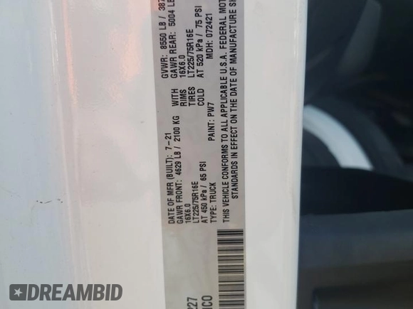 2021 Ram ProMaster Cargo with VIN 3C6LRVNG8ME567227, listed as a Copart auction lot 68293524 with 37,921 mi miles and Salvage Title. Bid and sale history available at DreamBid. Image 13.
