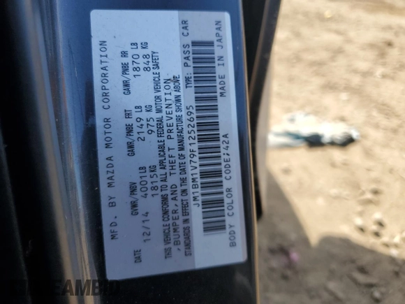 2015 Mazda Mazda3 i Touring with VIN JM1BM1V79F1252695, listed as a Copart auction lot 51910645 with 119,207 mi miles and Salvage Title. Bid and sale history available at carsss.com. Image 12.