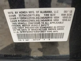 2014 Acura MDX with VIN 5FRYD4H21EB013027, listed as a IAAI auction lot 42040156 with 146,763 mi miles and . Bid and sale history available at DreamBid. Image 9.