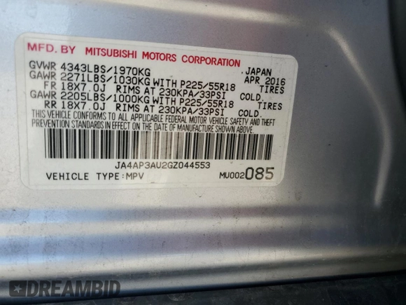 2016 Mitsubishi Outlander ES с VIN JA4AP3AU2GZ044553, выставлен на аукционе Copart как лот 55623485 с пробегом 124 662 миль миль и Списание • Salvage title. История ставок и продаж доступна на DreamBid. Изображение 13.