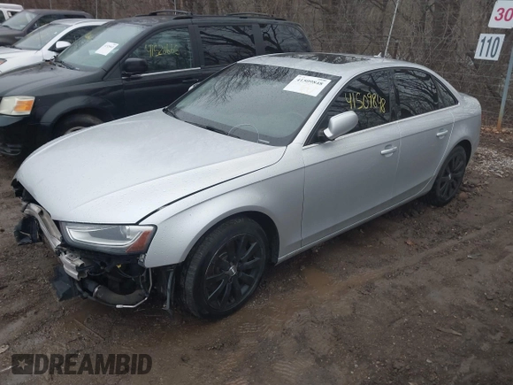 2013 Audi A4 Premium with VIN WAUBFAFLXDN038226, listed as a IAAI auction lot 41509848 with 156,969 mi miles and . Bid and sale history available at DreamBid. Image 2.