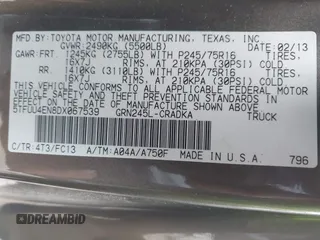 2013 Toyota Tacoma with VIN 5TFUU4EN8DX067539, listed as a IAAI auction lot 41767713 with 156,477 mi miles and . Bid and sale history available at DreamBid. Image 9.