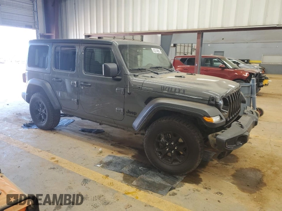 2021 Jeep Wrangler Unlimited Willys with VIN 1C4HJXDM2MW584118, listed as a Copart auction lot 43214885 with 67,955 mi miles and Salvage title. Bid and sale history available at DreamBid. Image 4.