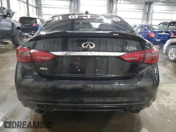 2019 Infiniti Q50 3.0t LUXE with VIN JN1EV7AR6KM557944, listed as a Copart auction lot 48793515 with 54,222 mi miles and Salvage Title. Bid and sale history available at carsss.com. Image 6.