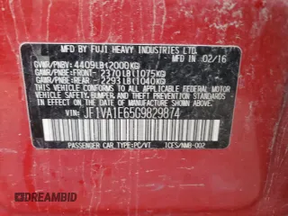 2016 Subaru WRX Premium with VIN JF1VA1E65G9829874, listed as a Copart auction lot 41335425 with 109,018 mi miles and Clean Title. Bid and sale history available at DreamBid. Image 12.