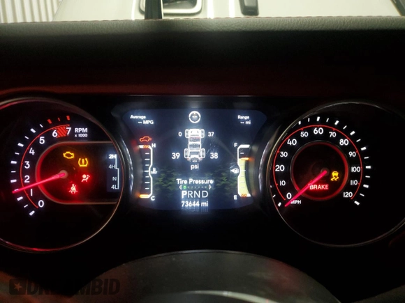 2021 Jeep Wrangler Unlimited Rubicon with VIN 1C4HJXFN2MW562724, listed as a Copart auction lot 50445285 with 73,644 mi miles and Salvage title. Bid and sale history available at DreamBid. Image 9.