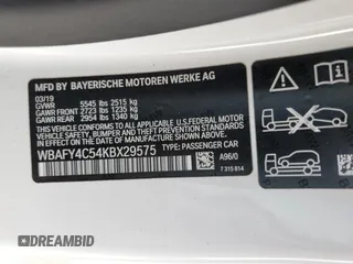 2019 BMW 8 Series M850i xDrive with VIN WBAFY4C54KBX29575, listed as a Copart auction lot 71558594 with 37,627 mi miles and Salvage Title. Bid and sale history available at carsss.com. Image 12.
