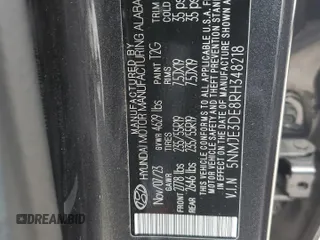 2024 Hyundai Tucson Limited with VIN 5NMJE3DE8RH348218, listed as a Copart auction lot 55144015 with 38,887 mi miles and Non Repairable. Bid and sale history available at DreamBid. Image 14.