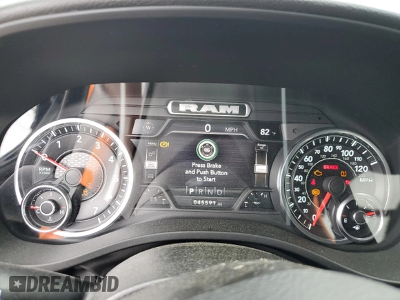 2022 Ram 1500 Big Horn with VIN 1C6SRFFT5NN448240, listed as a Copart auction lot 58556525 with 45,591 mi miles and Salvage title. Bid and sale history available at DreamBid. Image 9.