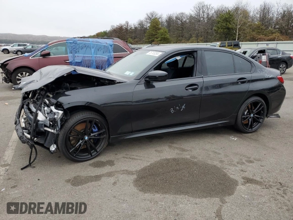 2021 BMW 3 Series M340i xDrive with VIN 3MW5U9J02M8B63206, listed as a Copart auction lot 75713254 with 33,876 mi miles and Salvage Title. Bid and sale history available at carsss.com. Image 1.