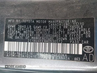 2010 Toyota Corolla с VIN 2T1BU4EE8AC530572, выставлен на аукционе IAAI как лот 41999634 с пробегом 239 732 миль миль и . История ставок и продаж доступна на DreamBid. Изображение 9.