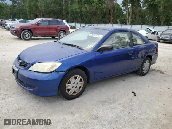 2005 Honda Civic VP z VIN 1HGEM22145L051505, wystawiony jako Copart lot #60281645 z przebiegiem 157 589 mil mil oraz Szkoda całkowita • Salvage title. Historia ofert i sprzedaży dostępna na DreamBid. Obrazek 1.
