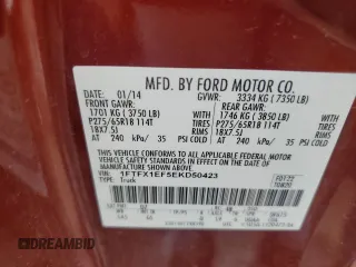 2014 Ford F-150 XL с VIN 1FTFX1EF5EKD50423, выставлен на аукционе Copart как лот 62687925 с пробегом 111 183 миль миль и Чистый • Clean title. История ставок и продаж доступна на DreamBid. Изображение 12.
