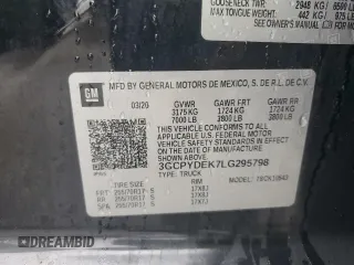2020 Chevrolet Silverado 1500 LT z VIN 3GCPYDEK7LG295798, wystawiony jako Copart lot #46238035 z przebiegiem 126 642 mil mil oraz Szkoda całkowita • Salvage title. Historia ofert i sprzedaży dostępna na DreamBid. Obrazek 13.