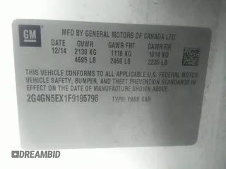 2015 Buick Regal Premium I с VIN 2G4GN5EX1F9195796, выставлен на аукционе IAAI как лот 42288450 с пробегом 149 614 миль миль и . История ставок и продаж доступна на DreamBid. Изображение 9.